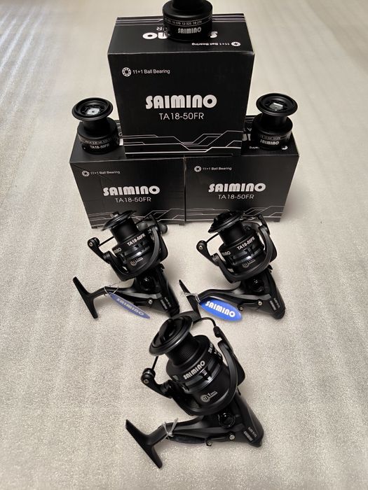 SET 3 Mulinete Crap SAIMINO TA18-50FR cu baitrunner 12 Rulmenti