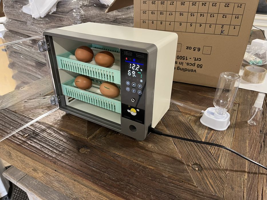 Инкубатор за яйца, 24 яйца, автоматичен контрол на влажността, PID кон