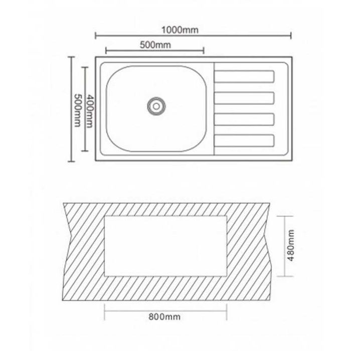 Кухненска мивка за вграждане - инокс. Чисто нова. 100х50х24см
