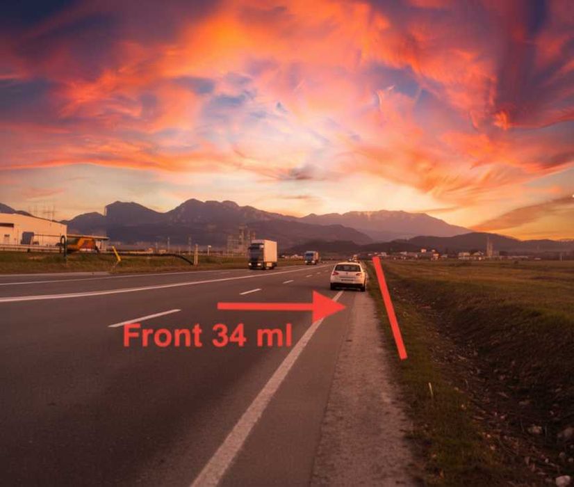 Teren intravilan 1534 mp –Centura Brașov– ieșire București– front 34 m