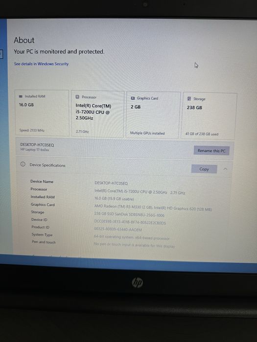 Laptop HP i5 de 17’