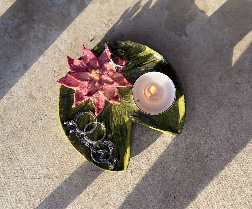 Water lily trinket dish air dry clay