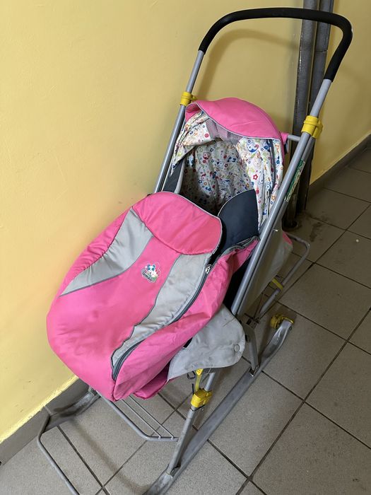 Санки коляска с маленькими колесами