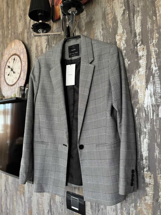Sacou gri cu dungi ecosez NOU_Bershka_marime M femei