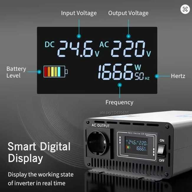 Invertor FDiK S3 5000W 12V sau 24V, sinus pur ecran LCD