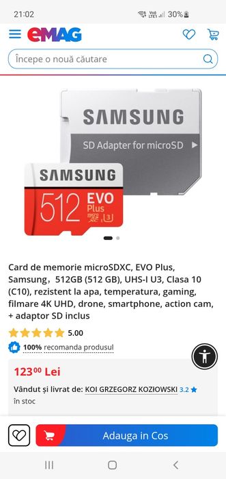 Card memorie 256 gb kingston si samsung de 512 gb