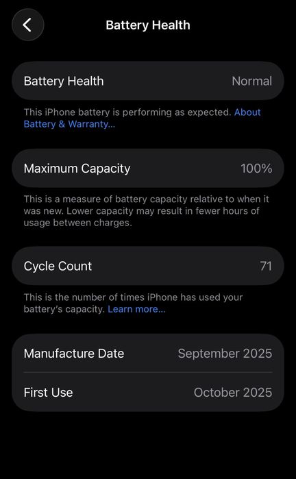 Vand iPhone 17 Black - 256 GB - 100% Bat - Cutie