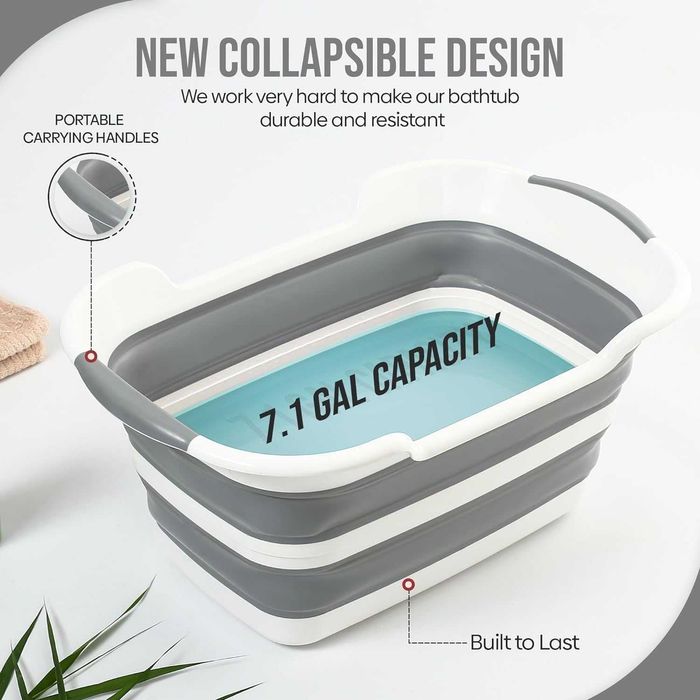 Lighean pliabil 40L plastic si silicon cu manere antiderapante 60x39cm