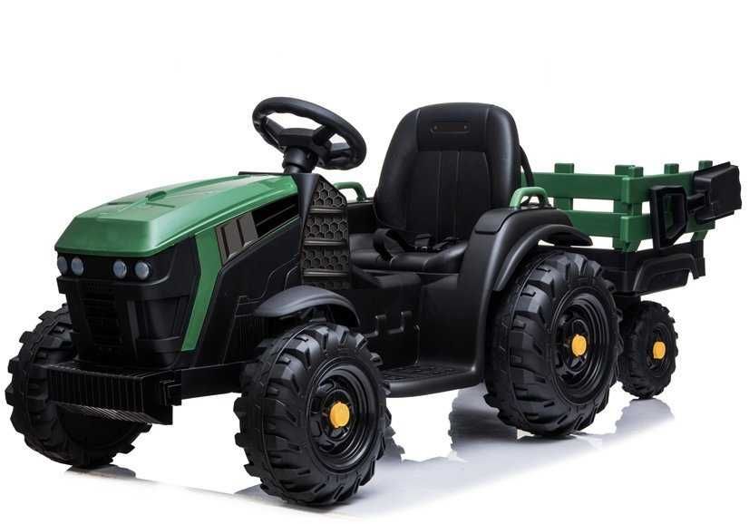 Tractor electric cu remorcă BDM0925, 12V, 2x45W, verde, cu telecomandă