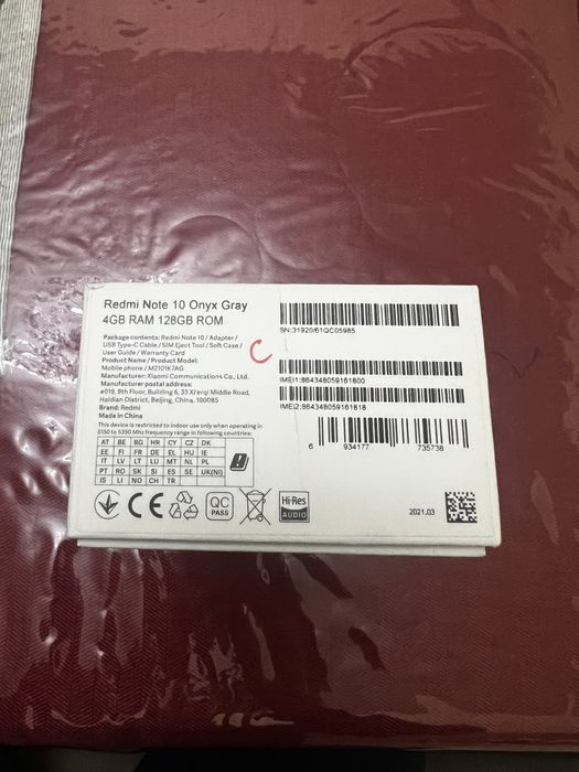 Redmi Note 10 4/128 sotiladi