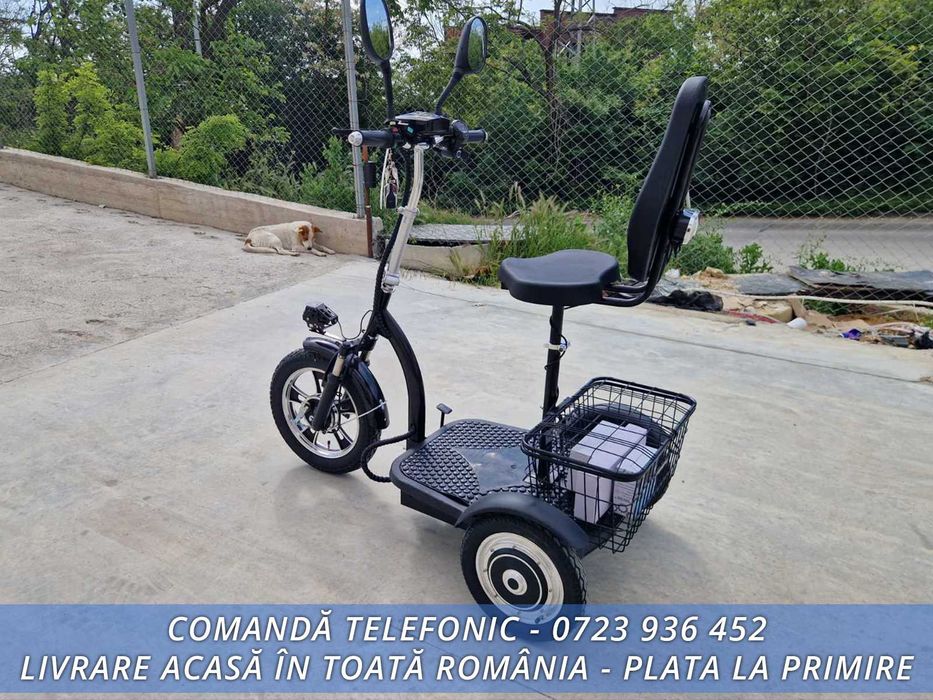 LIVRARE% Triciclu electric mobilitate adulti si varstnici FARA PERMIS - GARANTIE - Livrare acasa in toata Romania - 48v12ah, 500w,  FULL ECHIPATA!