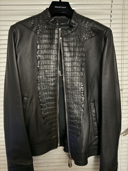 Philipp Plein Leather Bomber Shield кожа от кайман