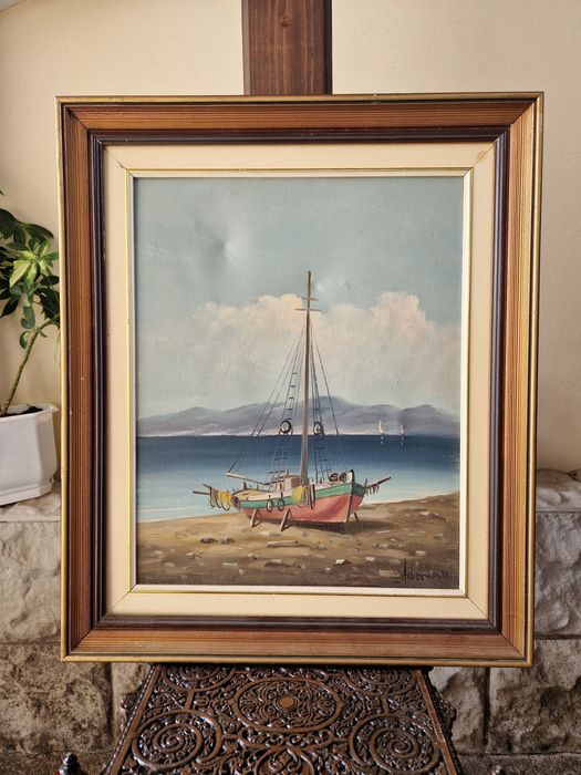 Прекрасна антикварна авторска майсторска картина масло върху платно