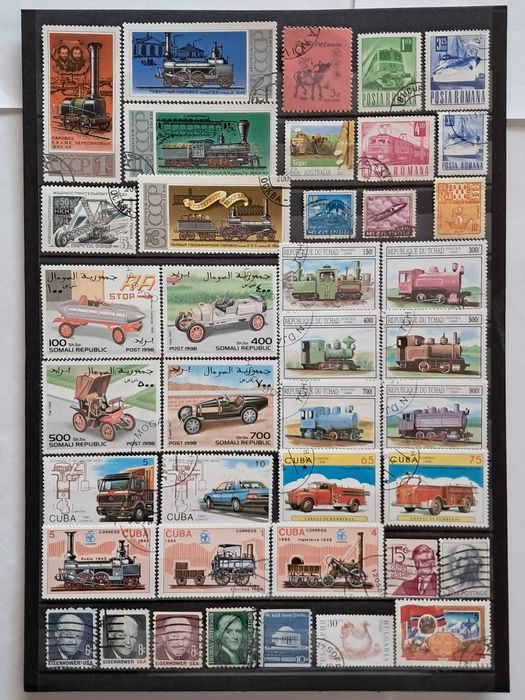 Пощенски марки тема ”Превозни средства”.