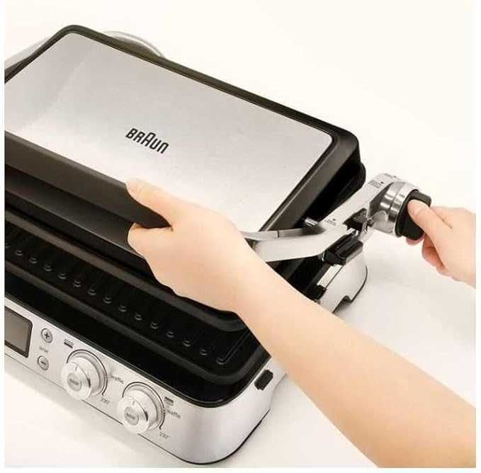 Braun MultiGrill 9 CG9047 PRO, 3-в-1 контактен грил, барбекю и фурна, голяма повърхност за грил (16 бургера), 2000 W, 250°, планча и грил