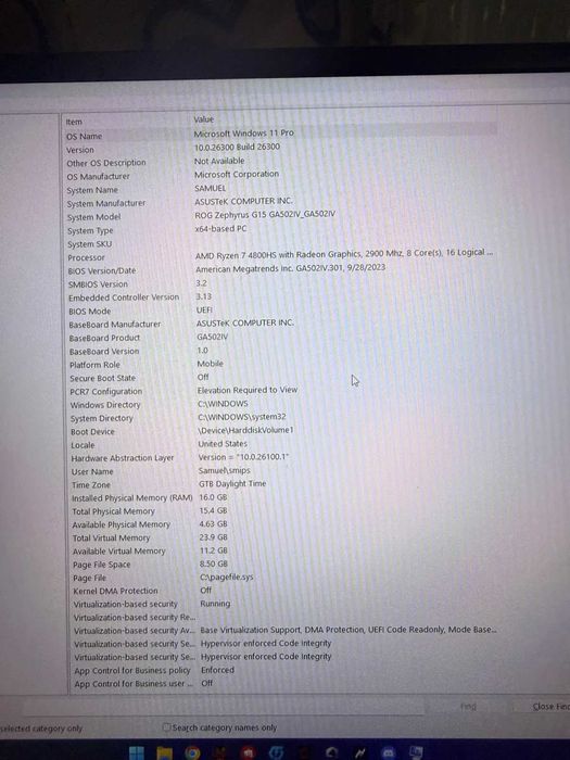 ASUS ROG Zephyrus G15 GA502IV – Ryzen 7 4800HS / RTX 2060 / 16GB RAM / SSD 512GB