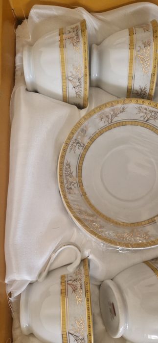 Set cafea Yamasen Golden Collection Japan, portelan aurit 24K