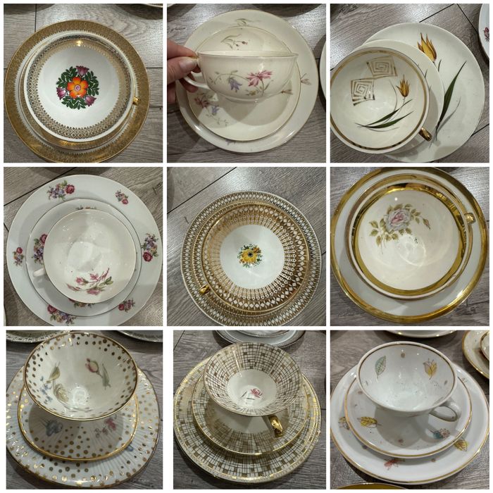 Троен баварски порцеланов сет, чаша за чай