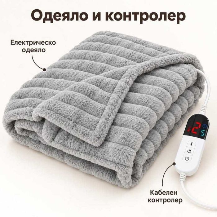 Име:Сиво електрическо одеяло с релефна текстура 160x180