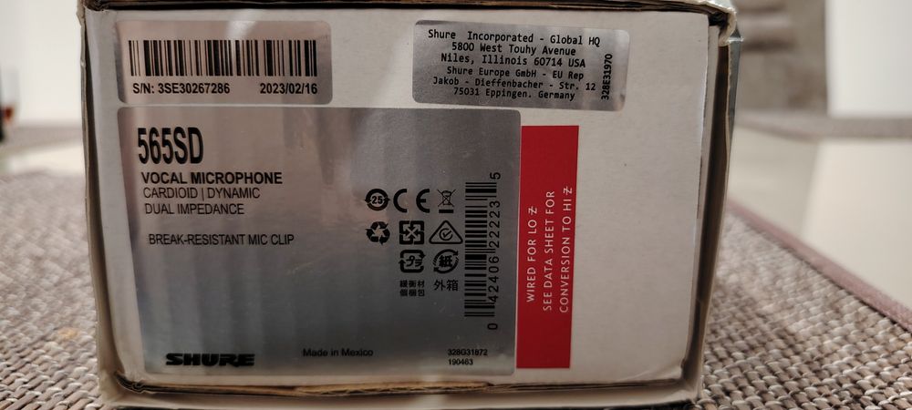 Vând  microfon  SHURE 565 SD nou