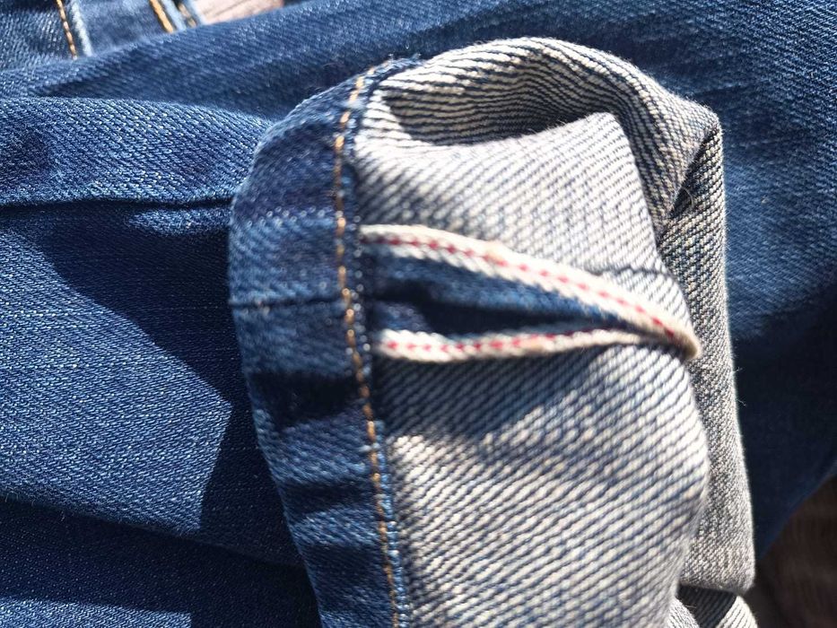 Selvedge Jeans-Blugii din denim selvedge de culoare albastră, George