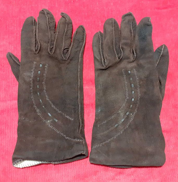 Ръкавици.Естествена кожа.Подплата,Кафяви.