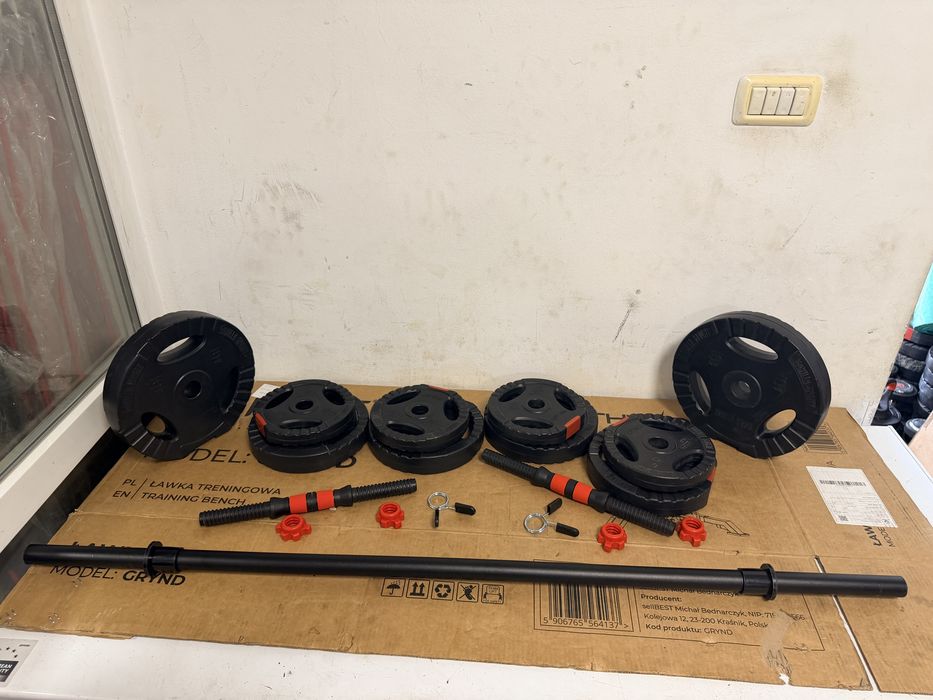 Set gantere+Haltera Reglabile noi greutate totala 30 kg, pret promo 200 lei