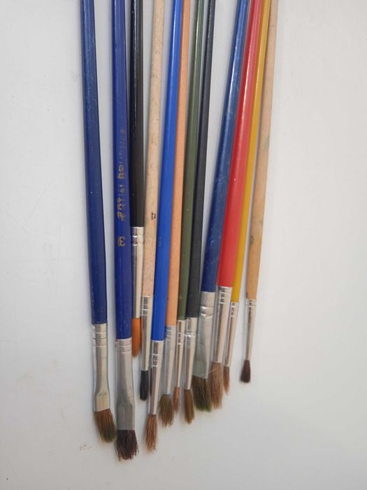 12 броя четки за рисуване с различна големина и плътност на косъма