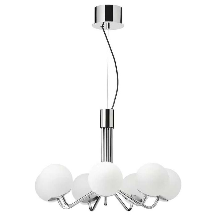 Vand Lustre Candelabre cu 7 braţe Ikea SIMRISHAMN, cromat opal sticlă, 70 cm