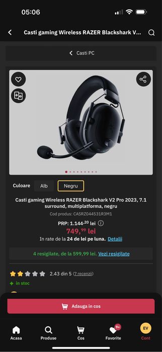 Razer BlackShark V2 Pro 2023, ca noi, cu factură