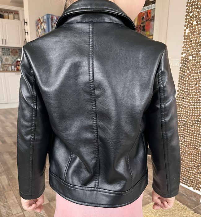 Кожено, рокерско яке за момиче 110 см