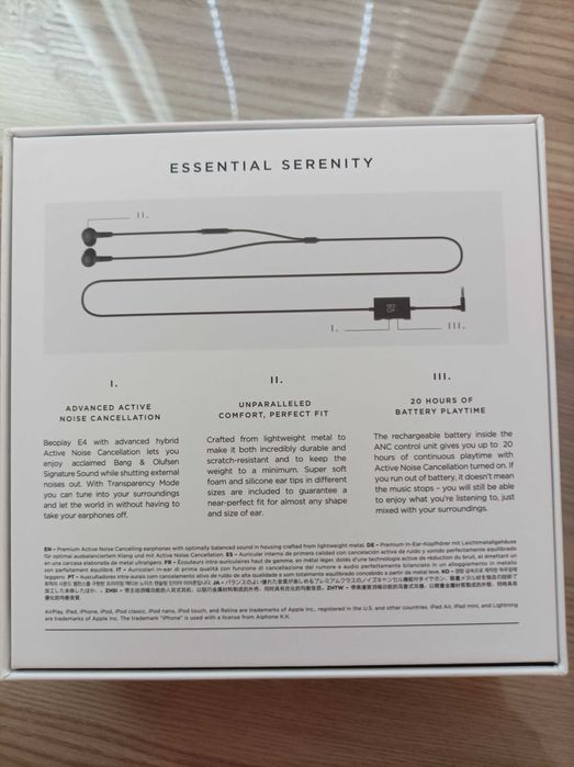 Bang & Olufsen E4 active noise cancellation earphones