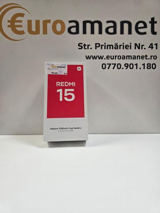 Telefon mobil Xiaomi Redmi 15, 8GB RAM, 256GB, 5G, Midnight Black -P-