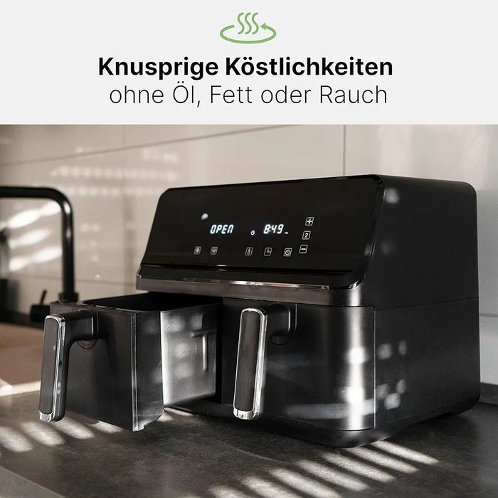 Двоен фритюрник с горещ въздух/Air Fryer Clatronic FR 3804 H черен 8 л