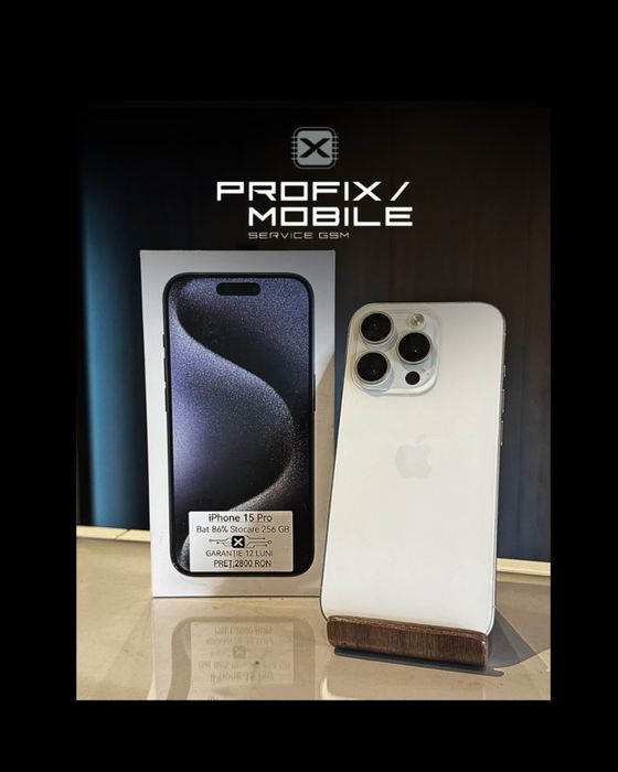 iPhone 15 Pro White Titanium 256 GB Impecabil/Garantie 24 luni/ Rate/ Avans 0