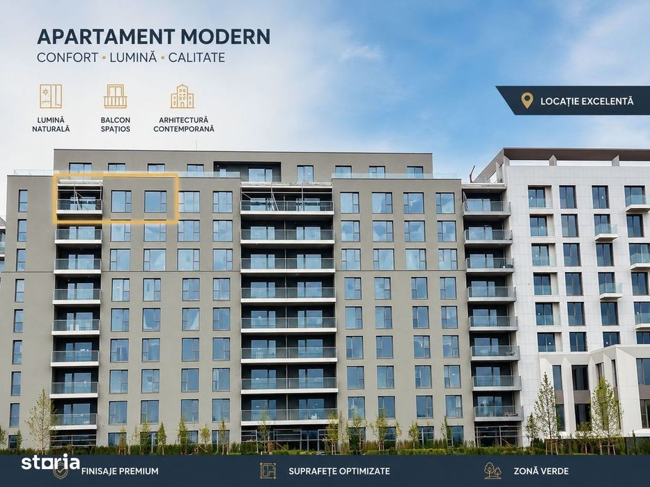 Apartament 3 camere finisat, 73 mp, parcare, cladire nZEB, zona Garii