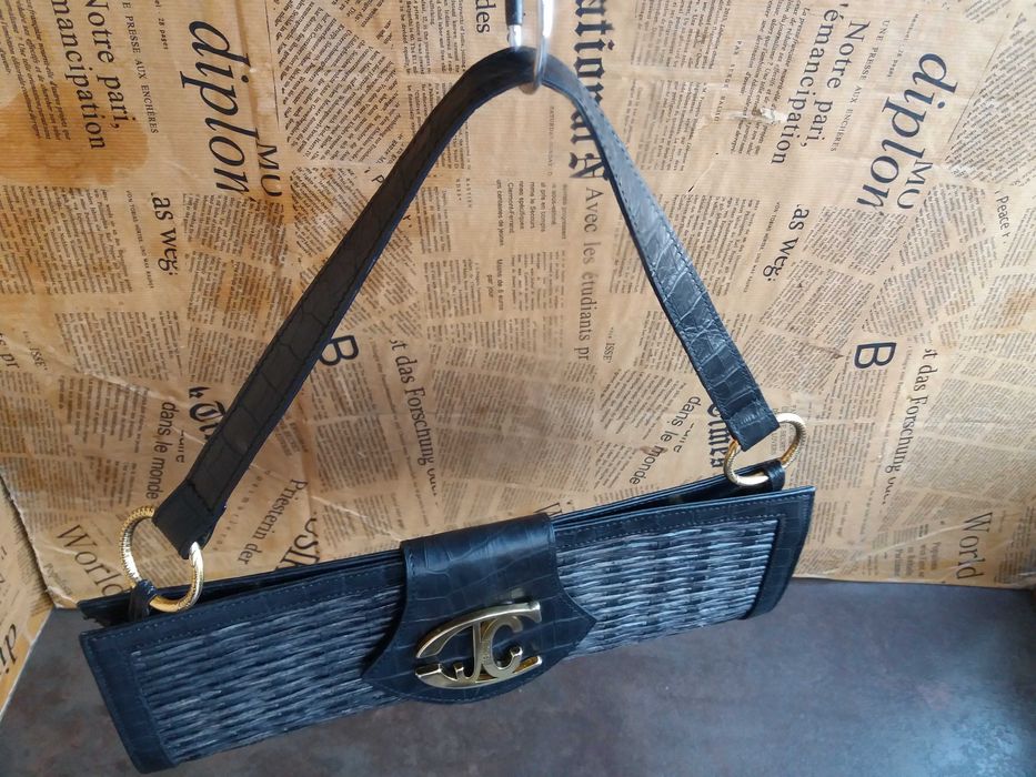 дамска чанта,Roberto Cavalli-малка парти чанта-естествена кожа