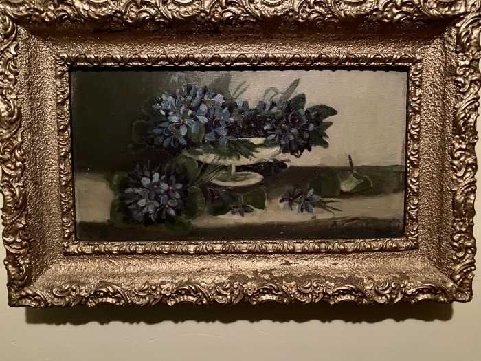 Deosebita pictura-ulei pe lemn-Elegant buchet floral-Franta