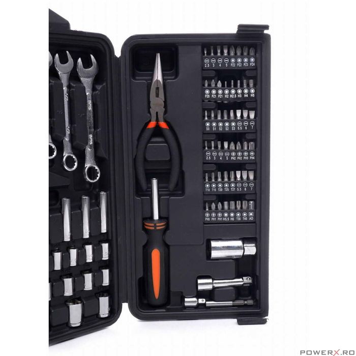 Trusa scule din oțel crom-vanadiu cu valiza, 140 elemente, Kraft