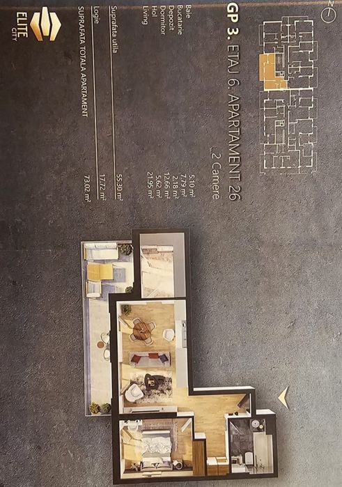 Vand apartament doua 2 camere