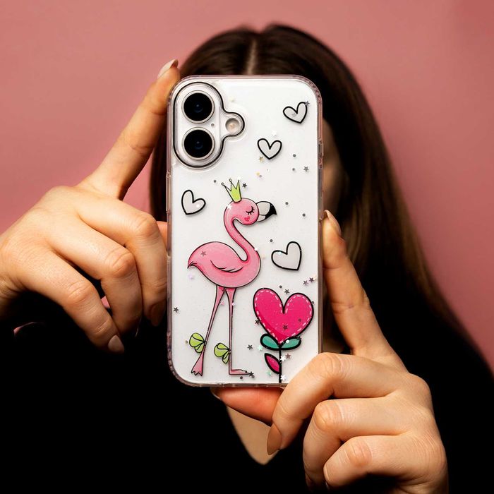 Apple iPhone 17 Pro / 17 Pro Max - Удароустойчив Кейс LOVE / Flamingo