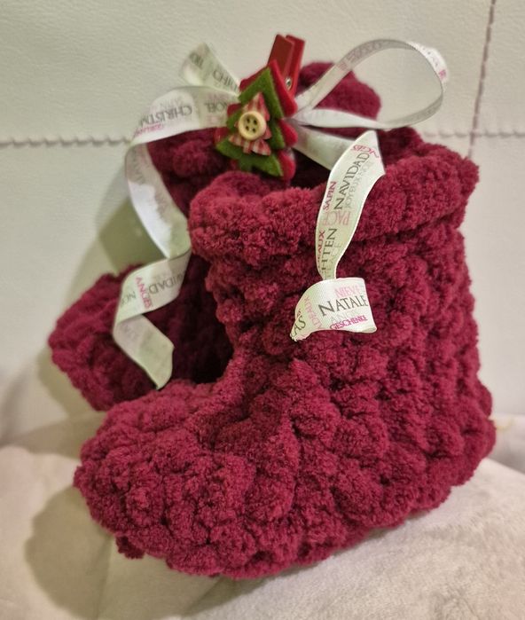 Топли и пухкави домашни боти, изплетени с пръсти!