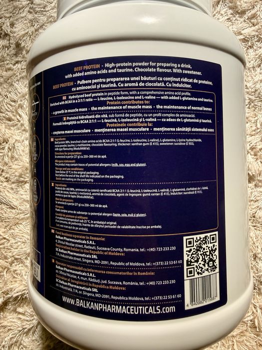 Pudra proteica pe baza de vita 1.2KG Balkan Pharmaceutic