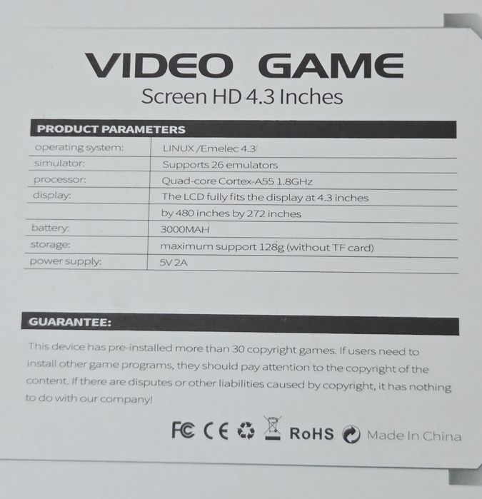 Портативная игровая консоль S M25 4,3 ''с IPS экраном RK3566 EmuELEC