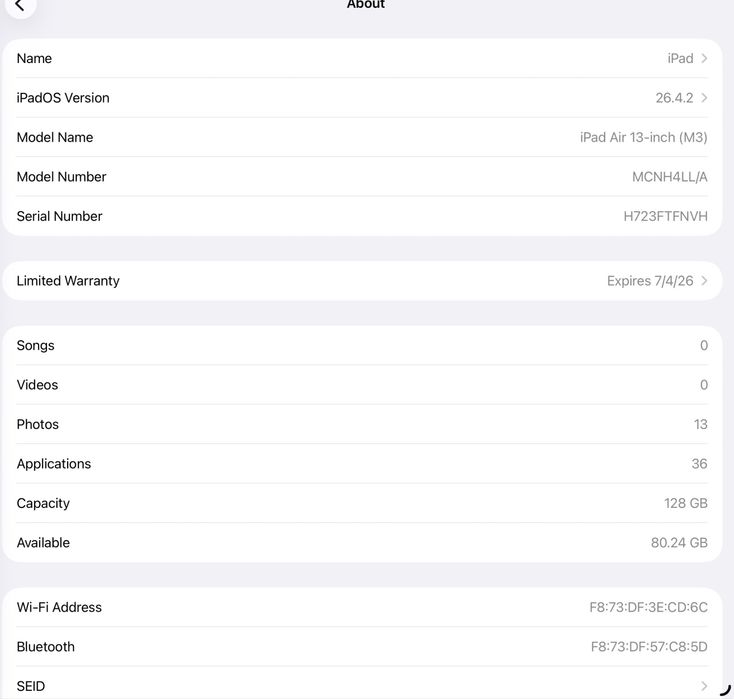 Продавам Ipad Air 13 inch M3