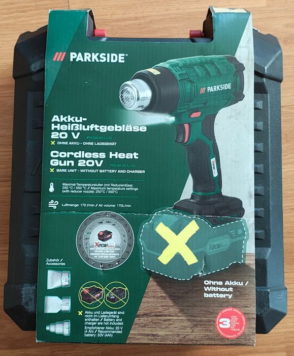 Pistol cu aer cald Parkside 20 V 3 ani garantie fara acumulator și inc