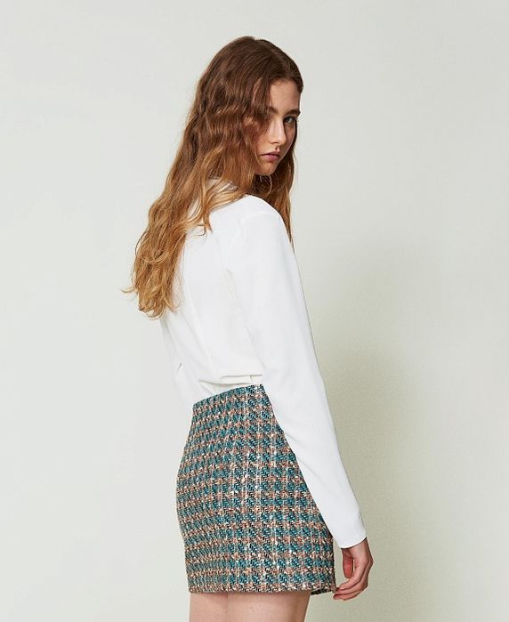 Къса пола Twinset,М и L/XL ,букле,тюркоаз/златисто,нова с етикет!