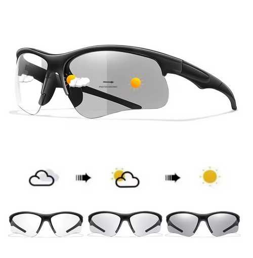 Ochelari ciclism, rama negru/rosu, gri si negru, lentile fotocromatice