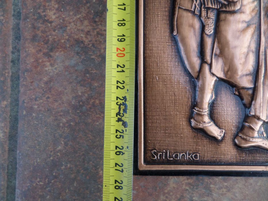 Arta asiatica gravura cupru in relief din Sri Lanka,frumoasa,deosebita