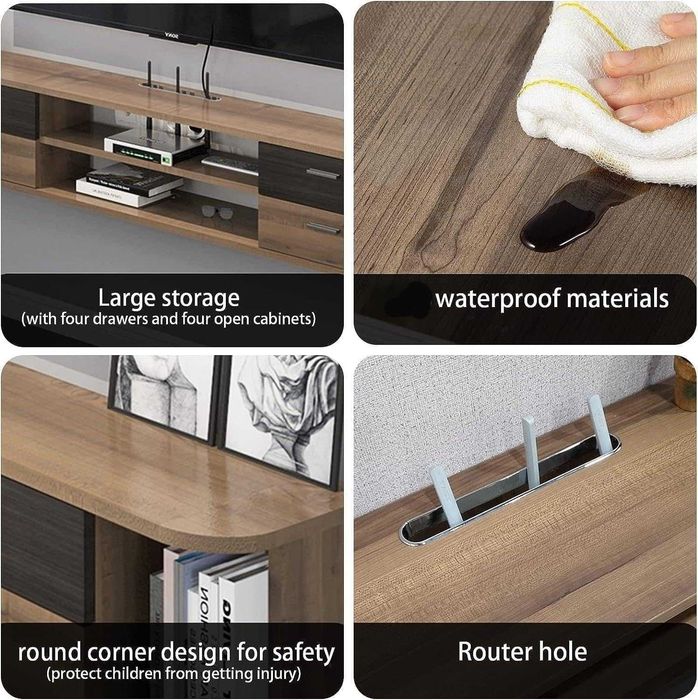 LIVRARE GRATUITA - Comoda TV suspendata 142 cm cu 4 sertare – mobilier living, floating, maro inchis